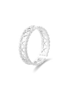 Minimalism English Letters Drip Oil Geometric Hollow Out Texture Stainless Steel Ring