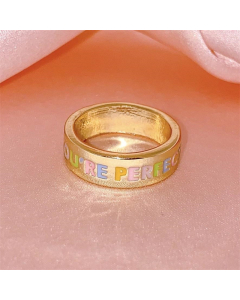 Cute Sweet Drip Oil English Words Flower Elements Heart Mushroom Stainless Steel Ring