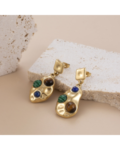 Exaggerated Geometric Plating Stone Earrings Stainless Steel Ins Smooth Earrings