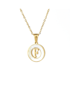 F Hollow Letter With White Shell Necklace CA7810208
