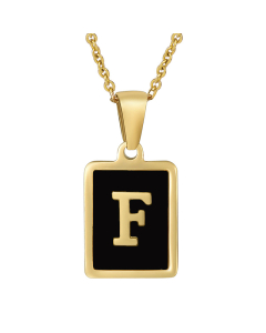 F Initial Letter Necklace Inlaid With Black Shell CA7810215