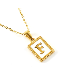 F Initial Letter Necklace Inlaid With White Shell Pendant CA7810216