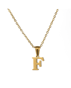 F Mirror Polish Initial Letter Figaro Chain Necklace CA7810227
