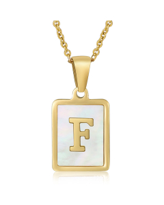 F Necklace Inlaid White Shell With Initial Letter Necklace CA7810200