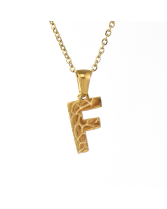 F Stainless Steel Necklace With Initial Letter Harsh lines Pendant CA7810212