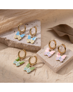Wholesale Earrings Sweet Temperament Fairy Style Butterfly Pendant Stainless Steel Earrings