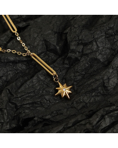 Falling Star Charm With Stainless Steel Paper Clip Chain CA7810170