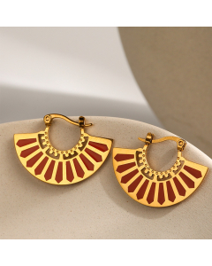 Wholesale INS Style Earrings Vintage Ethnic Style Fashion Niche Fan Gold Plated Stainless Steel Earrings