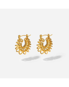 Fashion 18K Gold Spring Spiral Geometric Hollow Winding Earring