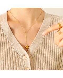 Fashion 3D Heartshape Necklace With Stainless Steel Figaro Chain CA7810155