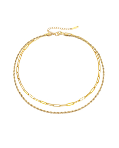 Fashion Double Layer Twist Chain Necklace Minimalist Style CA7810148