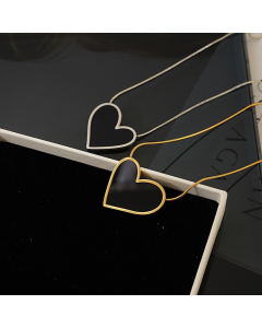 Enamel Irregular Heart Pendant With Stainless Steel Snake Chain CA7810159