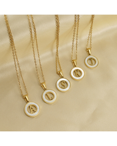Fashion Hollow Letter With White Shell Necklace CA7810208