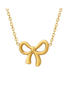 Fashion Simply Bowknot Titanium Steel Necklace Wholesale CA7810149
