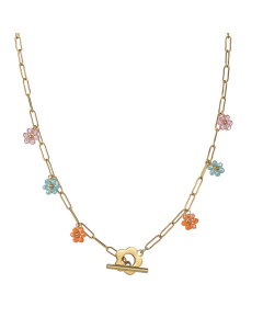 New Spring Color Flower Pendant With Paperclip Chain CA7810153