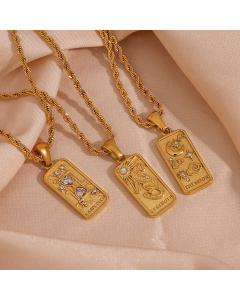 Fashion Stainless Steel 18K gold Tarot Charms Twist Chain Necklace