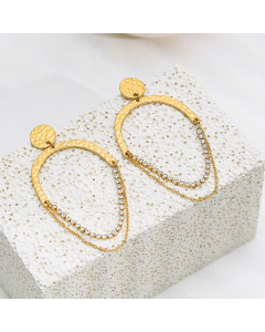 Wholesale Stainless Steel Earrings Tassel Diamond Inlaid Earrings
