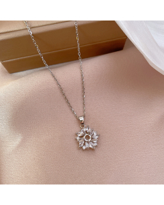 Fashion Titanium Steel Necklace With Mini Diamond Flower CA7810161