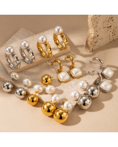Wholesale Stainless Steel Earrings Temperament Delicate Light Luxury Fashion With Geometry Pearl Pendant Earrings