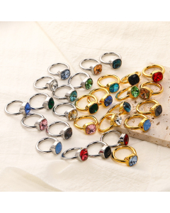 Wholesale Female Minimalism Multicolor Gemstone Titanium Steel Ring Colorza Fine Jewelry