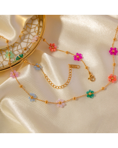 Fine Jewelry Ins Style Fairy Style Sweet Flower Chain Titanium Steel Necklace Bracelet