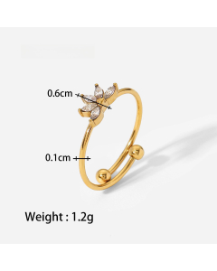 Wholesale French Style Ring Zircon Inlaid Stainless Steel Ring-01-White