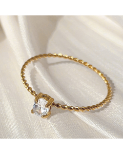 Wholesale Stainless Steel Ring Fine Twist Stacked Wear Zircons Ring 