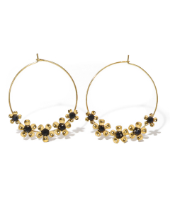 Retro Engraved Earrings Plated Gold Flower Earrings Inlaid With Crystal Fine Jewelry