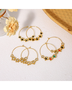 Wholesale Stainless Steel Earrings Flower Earrings Inlaid With Crystal 