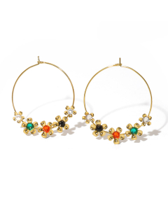 Fashion Engraved Earrings Plated Gold Flower Earrings Inlaid With Crystal Fine Jewelry