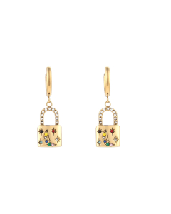 Wholesale Stainless Steel Earrings Hot Sale Fashion Light Luxury Micro-inset Zircon Chain Earrings Plated 18K Gold Flower Love Earrings