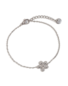 Wholesale Stainless Steel Thin Snake Chain Flower Pendant Necklace Bracelet -Bracelet-Steel Color