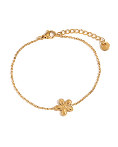 Wholesale Stainless Steel Thin Snake Chain Flower Pendant Necklace Bracelet -Bracelet-Gold Color