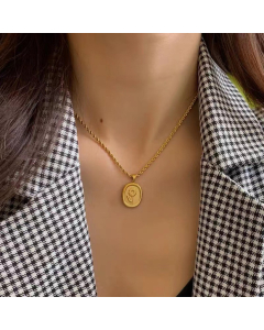 French Style Flower Pendant With Titanium Steel Necklace CA7810138