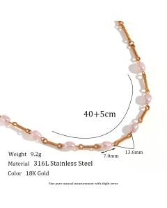 Minimalism Fresh Water Pearl Handmade Chain Stainless Steel Necklace 