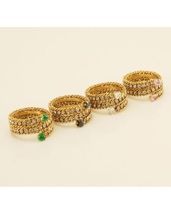 Wholesale Stainless Steel Ring Sweet Exquisite Plated 18K Gold Full Diamond Multi-layer Opening Adjustable Ring