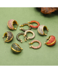  Wholesale Stainless Steel Earring Full Diamond Basket Round Earring 