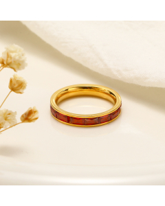 Fashion Full Diamond Rectangular Zircon Inlaid Stainless Steel Ring  Wholesale-02-Red-9