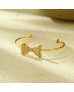 Elegant Full Diamond Bow Knot Stainless Steel Bracelet