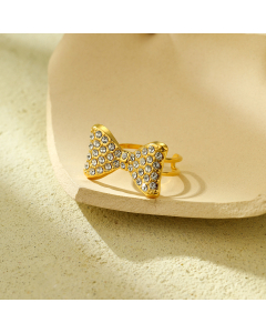 Minimalism Full Diamond Bow Knot Stainless Steel Rings 