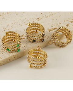 Wholesale Stainless Steel Ring Novelty Glam Full Diamond Zircon Inlaid Multi-layer Opening Adjustable Ring