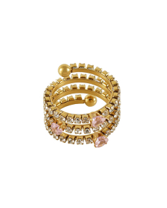 Wholesale Stainless Steel Zircon Inlaid Stainless Steel Ring-Pink