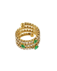 Wholesale Stainless Steel Zircon Inlaid Stainless Steel Ring-Green