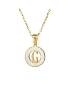 G Hollow Letter With White Shell Necklace CA7810208