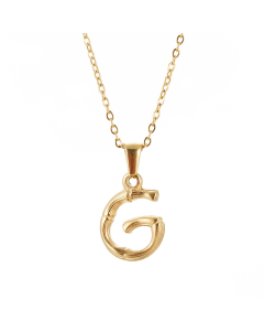 G Initial Letter Bamboo Style Fashion Necklace In Gold Color CA7810198