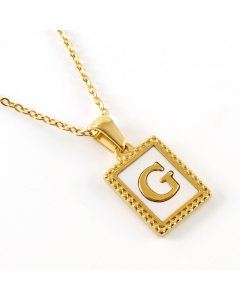 G Initial Letter Necklace Inlaid With White Shell Pendant CA7810216