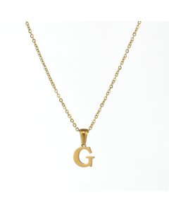 G Mirror Polish Initial Letter Figaro Chain Necklace CA7810227