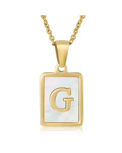 G Necklace Inlaid White Shell With Initial Letter Necklace CA7810200