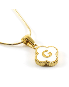 G Wholesale Initial Letter Lucky Clover Necklace Inlaid Nature Shell CA7810197