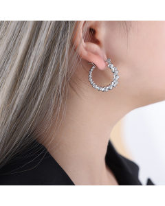 Ins style Fashion Personalized Texture Geometric Type Minimalism Gold Plated Titanium Steel Earrings For Women-Steel Color-04